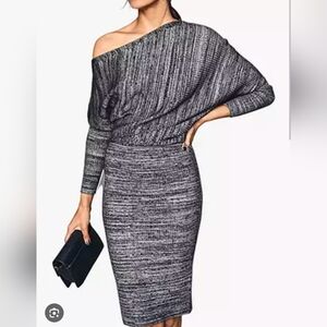 Reiss Verity off the shoulder sweater dress navy similar to lara style